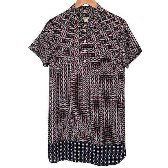 J.Crew Womens Short-Sleeve Button-Down Shirt dress Geometric Print  Size 12 - Picture 1 of 12